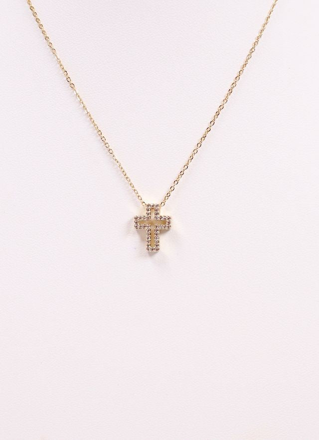 Maioni CZ Cross Necklace GOLD