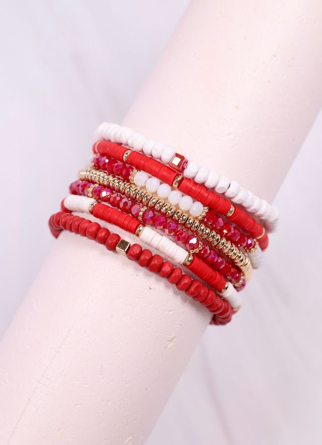Quinley Bracelet Set RED WHITE