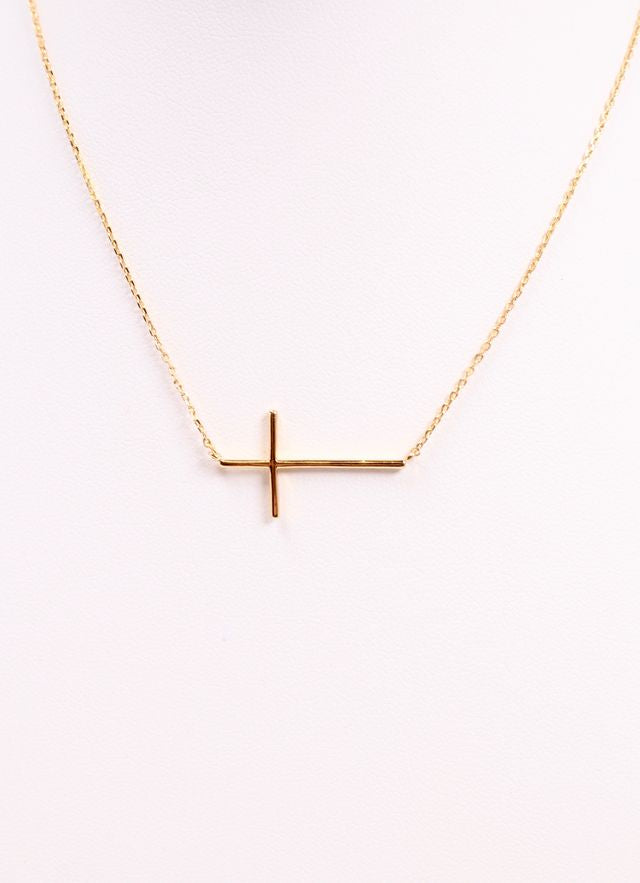 Berthe Side Cross Necklace GOLD