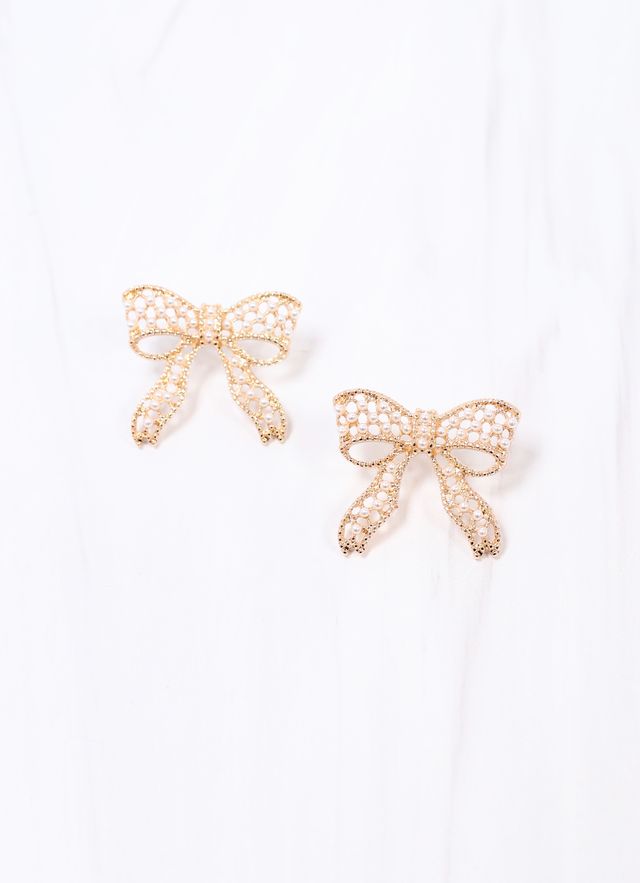 Radclife Pearl Bow Earring GOLD