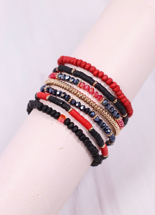 Quinley Bracelet Set RED BLACK