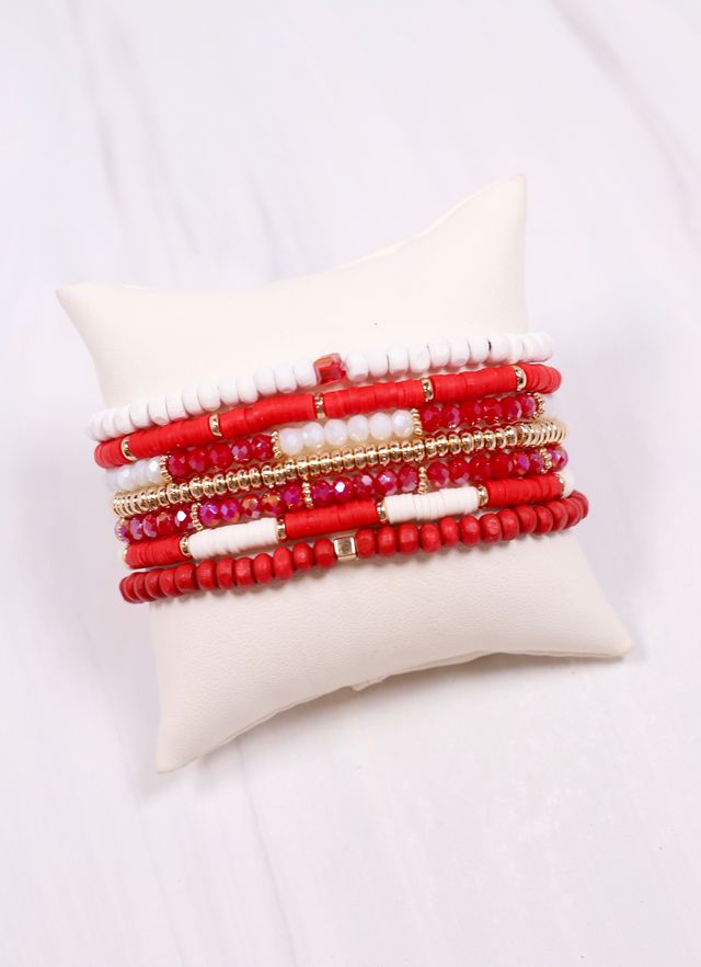 Quinley Bracelet Set RED WHITE