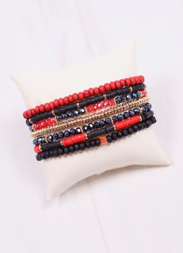 Quinley Bracelet Set RED BLACK