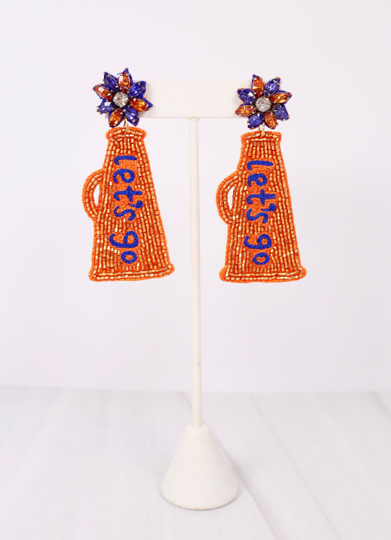 Glitter Cheer Megaphone Drop Earrings