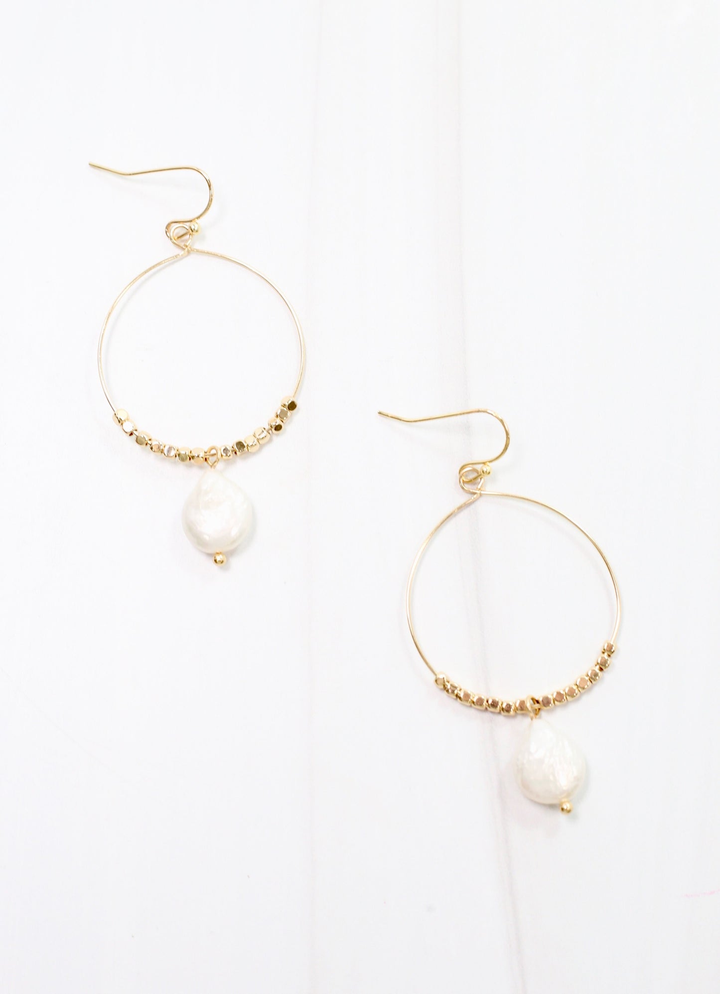 Elias Pearl Drop Hoop Earring Gold