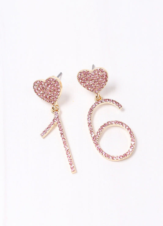 16 CZ Drop Earring Pink