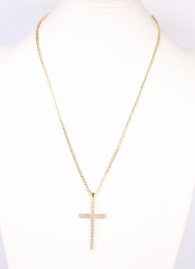 Erika CZ Cross Necklace Gold