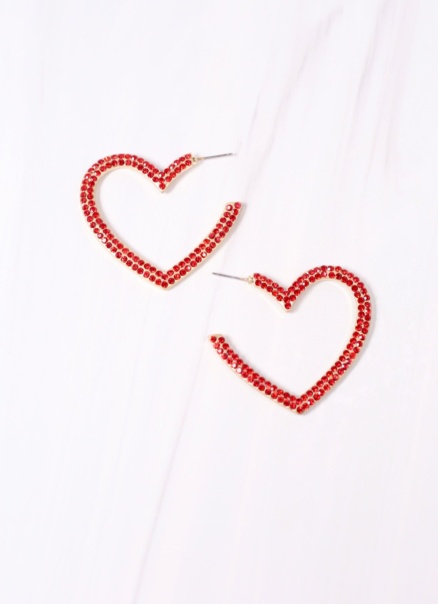 Braeden CZ Heart Earring RED