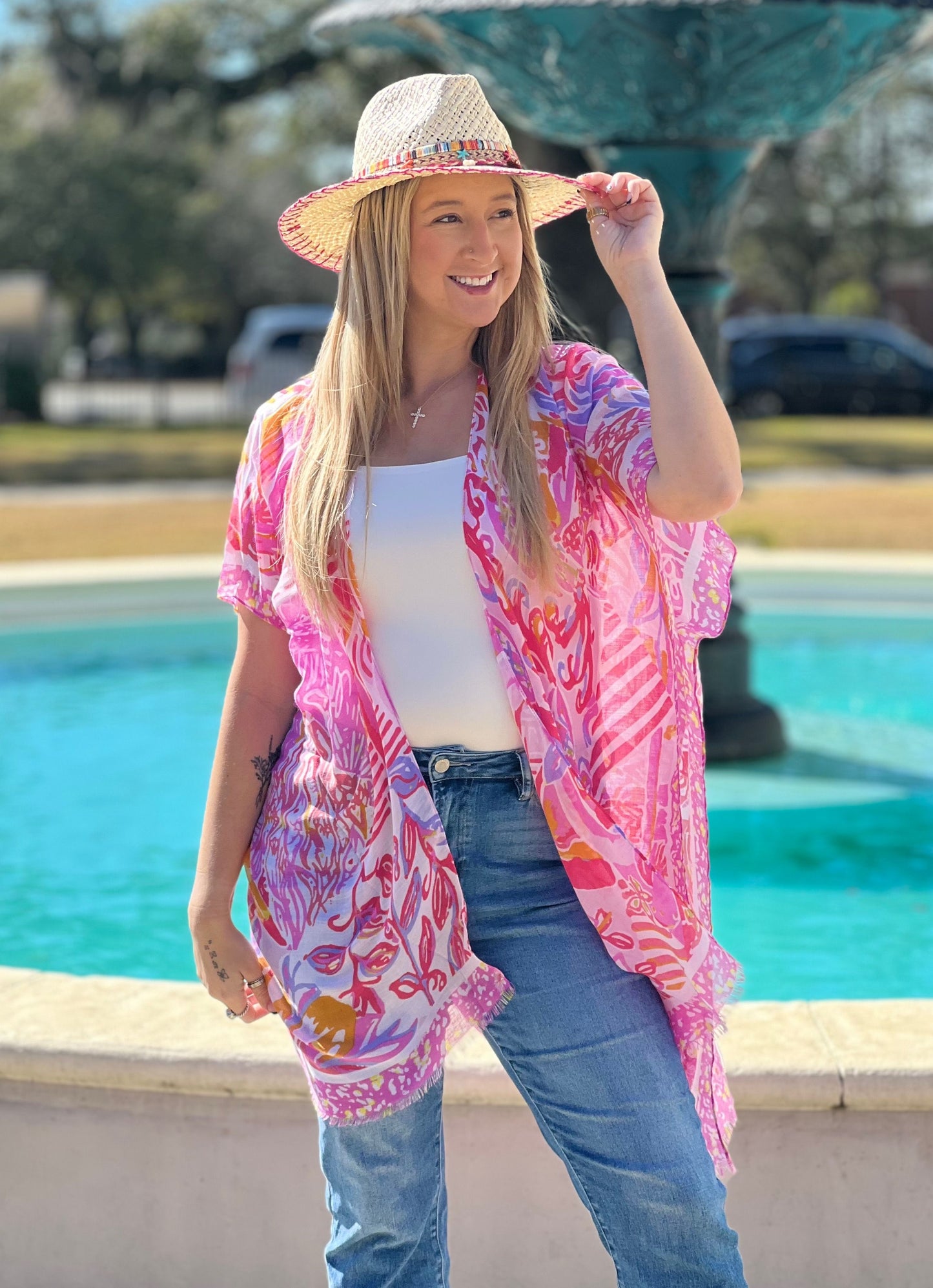 Poole Printed Kimono PINK