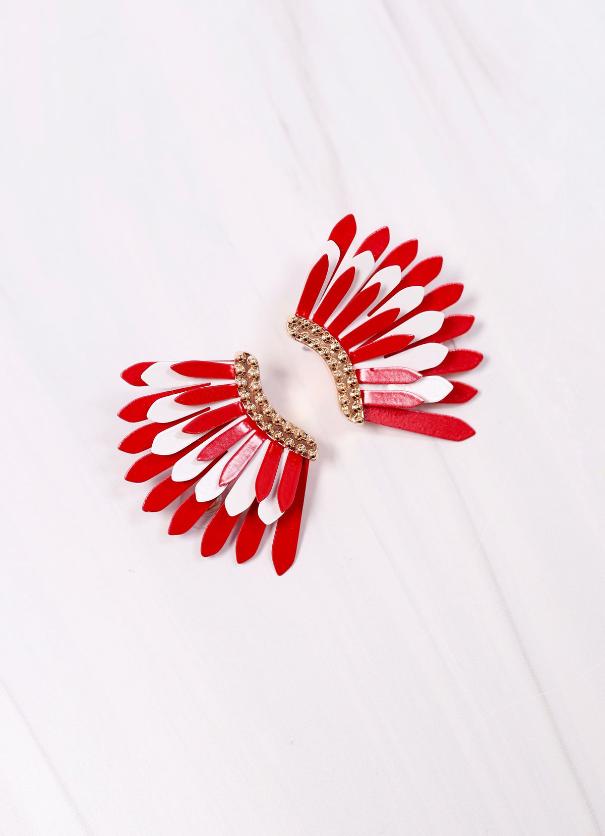 Fernie Metal Fan Earring RED