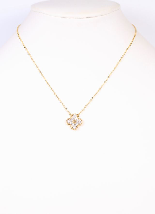 Thornton CZ Clover Necklace GOLD