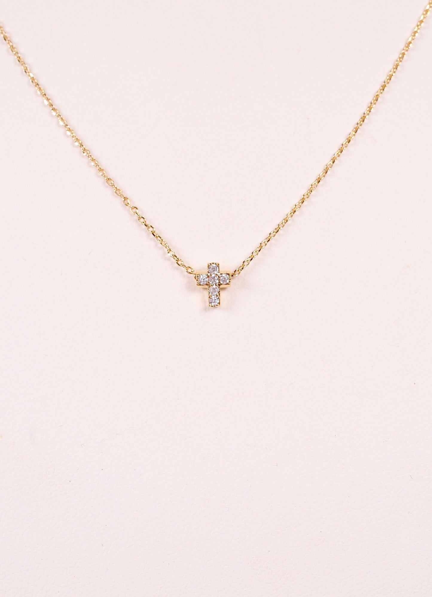 Shannen CZ Cross Necklace GOLD