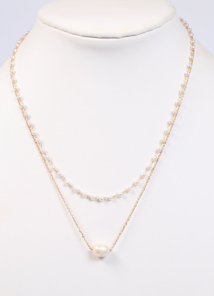 Aja Pearl Layered Necklace GOLD