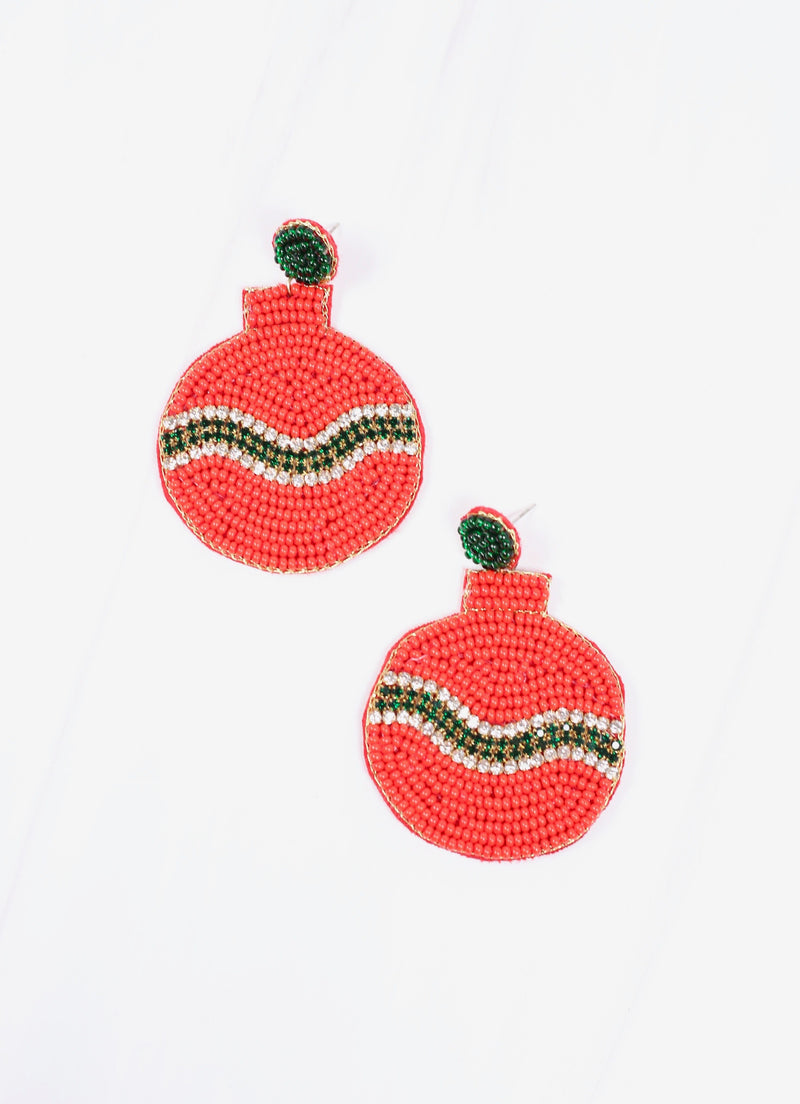 Christmas Ornament Earring RED