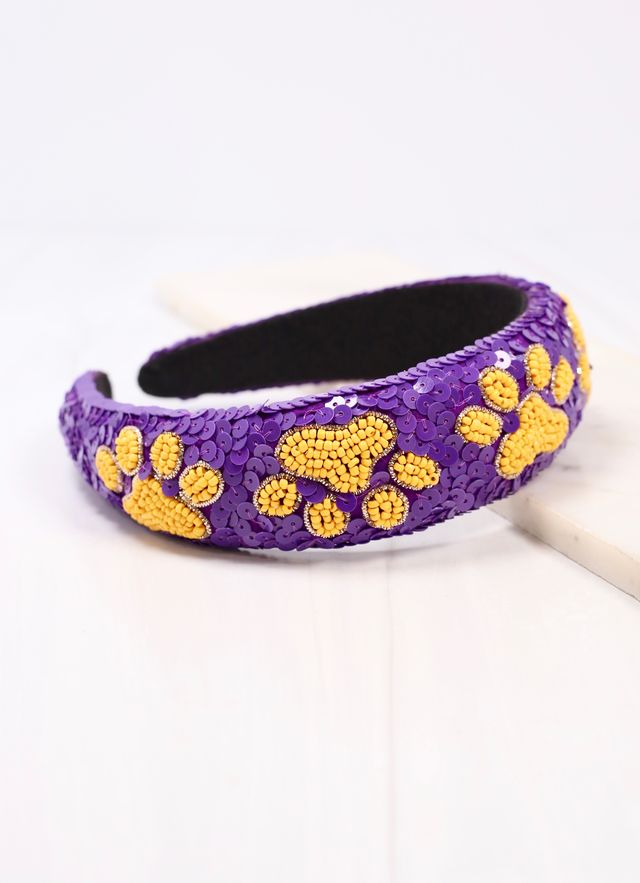 Sequin Pawty Headband PURPLE YELLOW