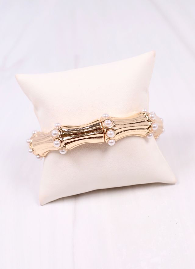 Hollander Stretch Bracelet with Pearls Gold