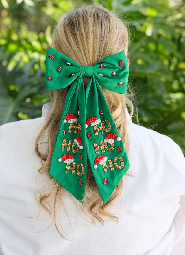 Ho Ho Ho Hair Bow GREEN