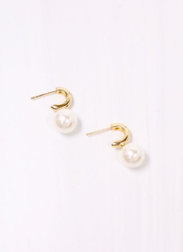 Saito CZ Hoop Earring with Pearl GOLD