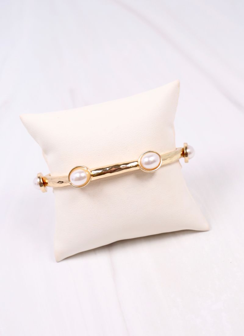 Piers Stretch Bracelet with Pearls Gold