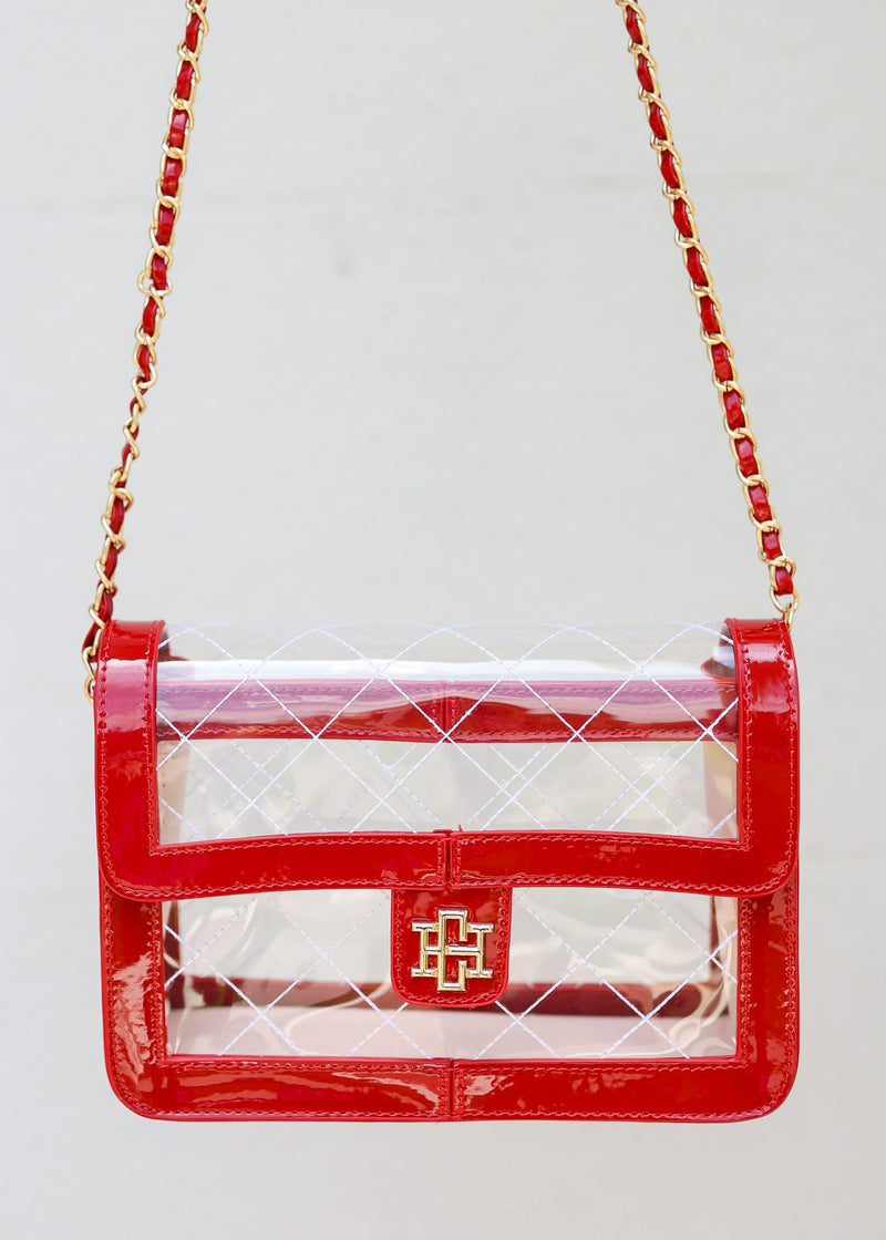 Quinn Quilted Clear Bag RED PATENT