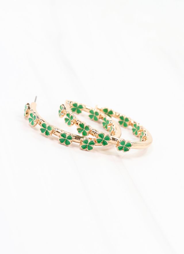 Shamrock Hoop Earring Green