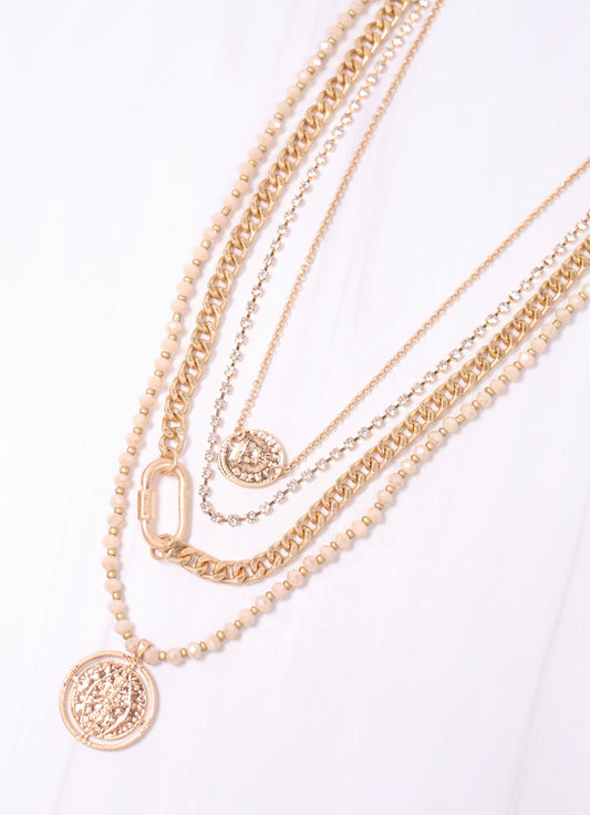 Layman Layered Necklace with Charms GOLD