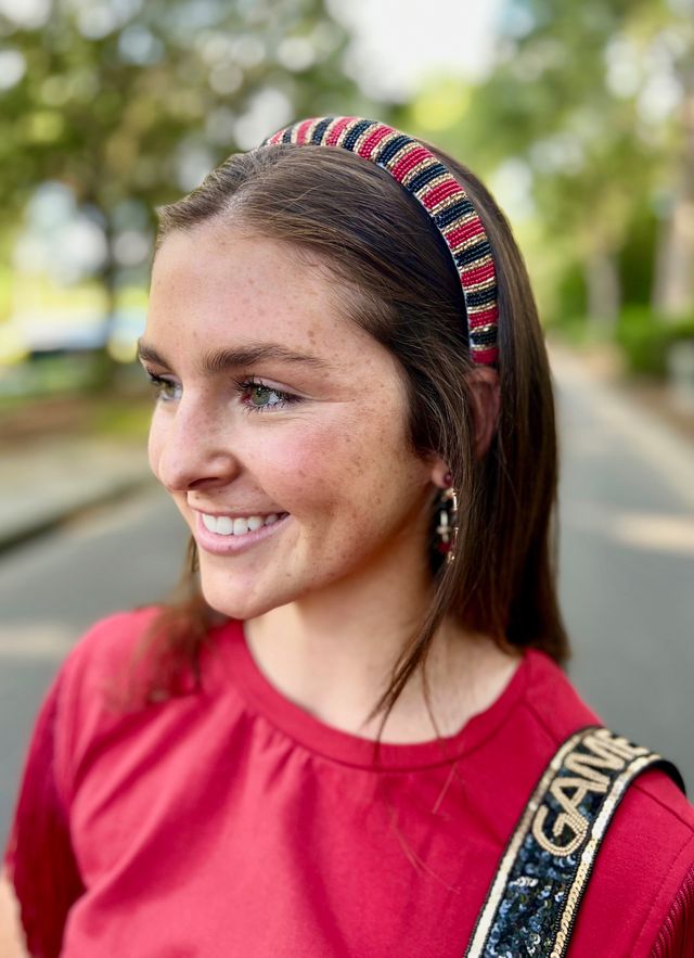 Sloane Striped Headband GARNET BLACK