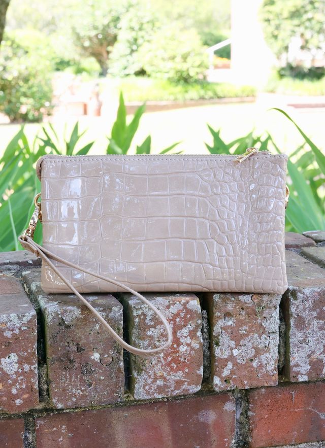 Liz Custom Collection Crossbody Bag Taupe Patent