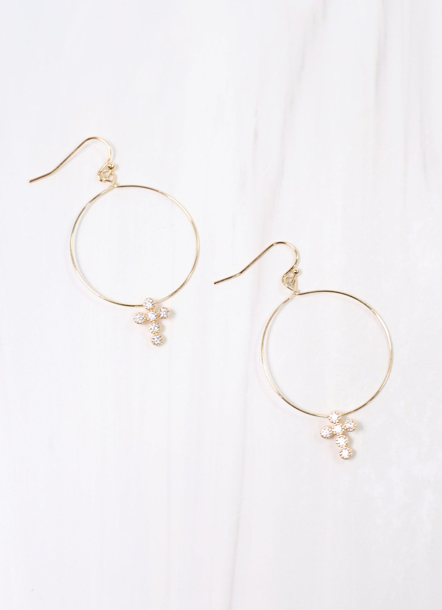 Cassidey CZ Cross Hoop Earring GOLD