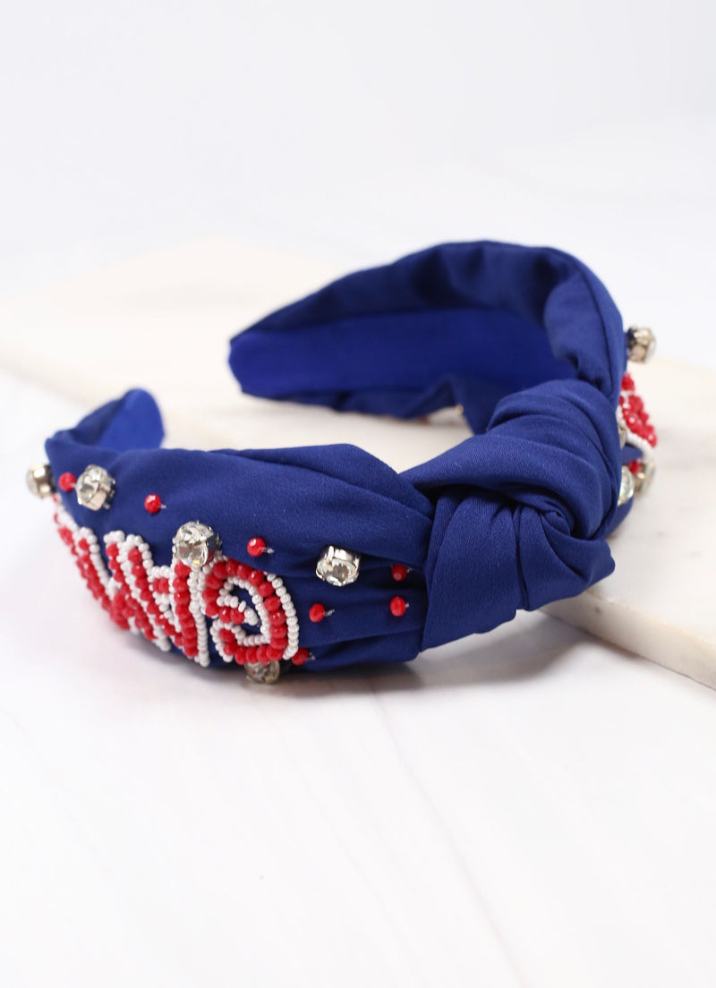 Game Day Embellished Headband NAVY RED