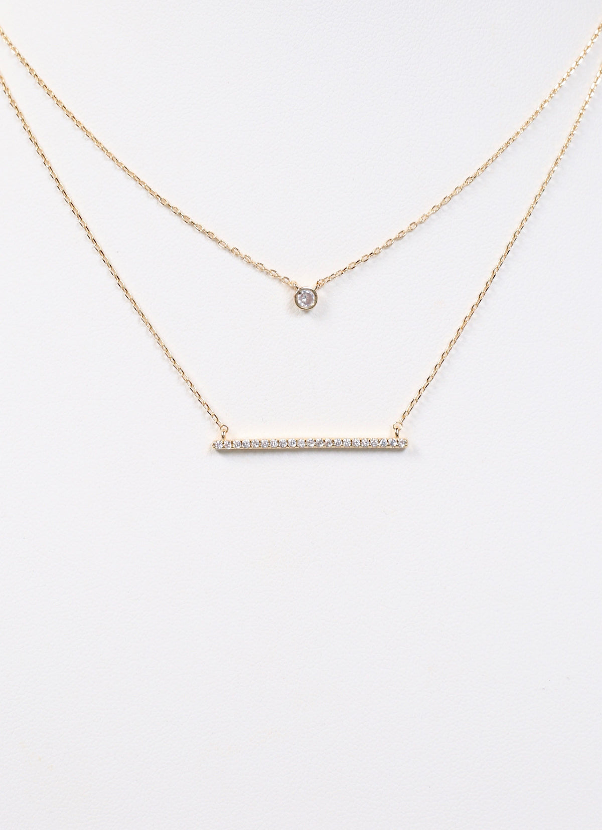 Chambly Layered CZ Bar Necklace GOLD
