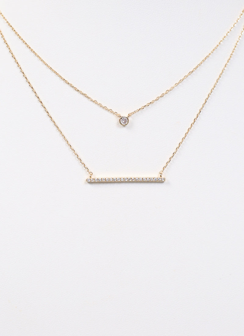 Chambly Layered CZ Bar Necklace GOLD