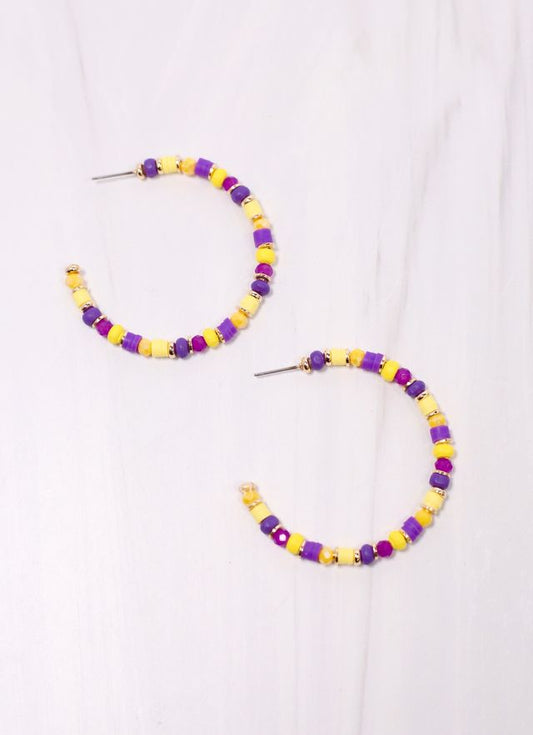 Bartlett Beaded Hoop Earring PURPLE YELLOW