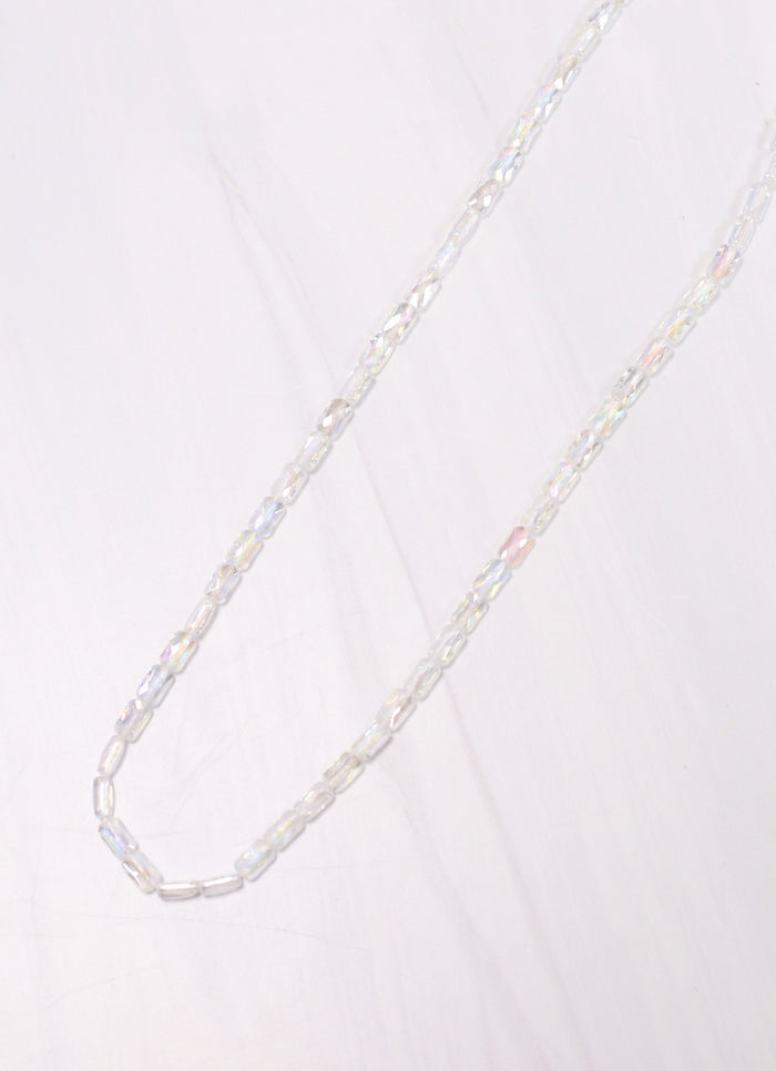 Everette Glass Bead Necklace CLEAR OPAL