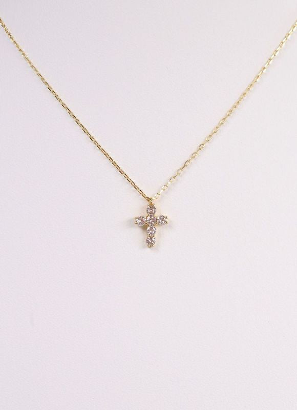 Pontiac CZ Cross Necklace GOLD