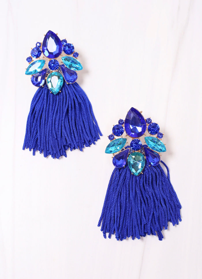 Robin Embellished Tassel Earring BLUE