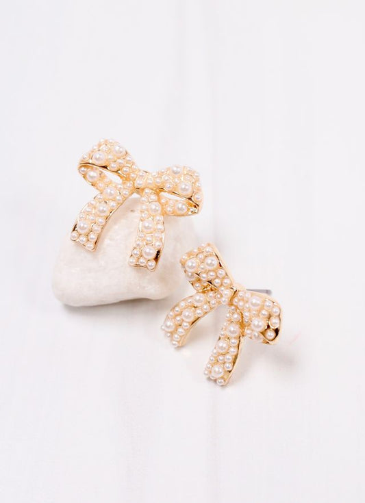 Paige Pearl Bow Earring GOLD