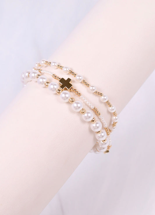 Thalia Pearl Bracelet Set CREAM