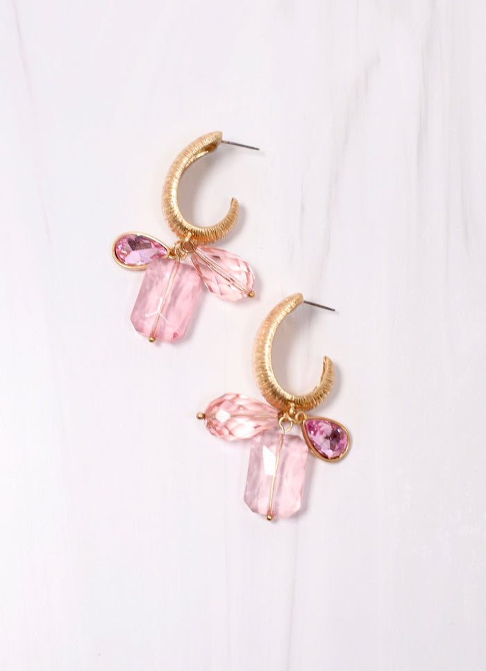 Sundridge Jeweled Hoop Drop Earring PINK