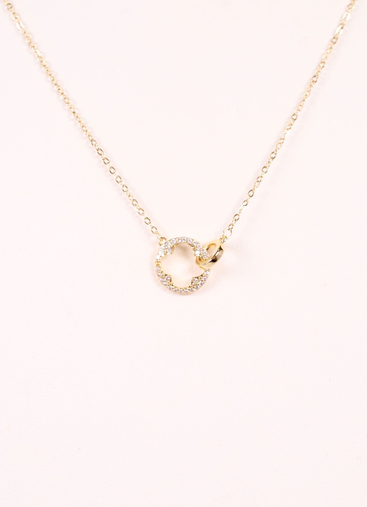 Tracey CZ Clover Necklace GOLD