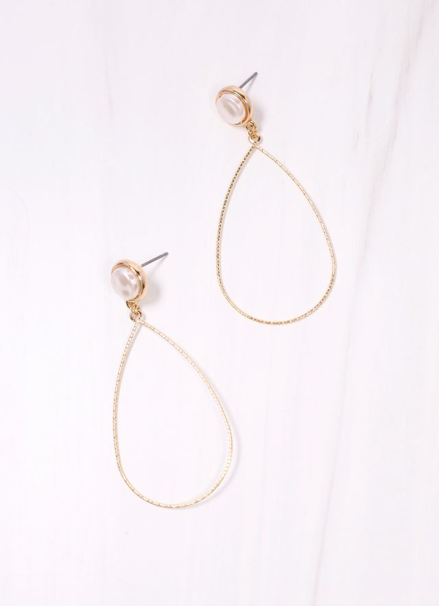 Margot Pearl Hoop Drop Earring Gold