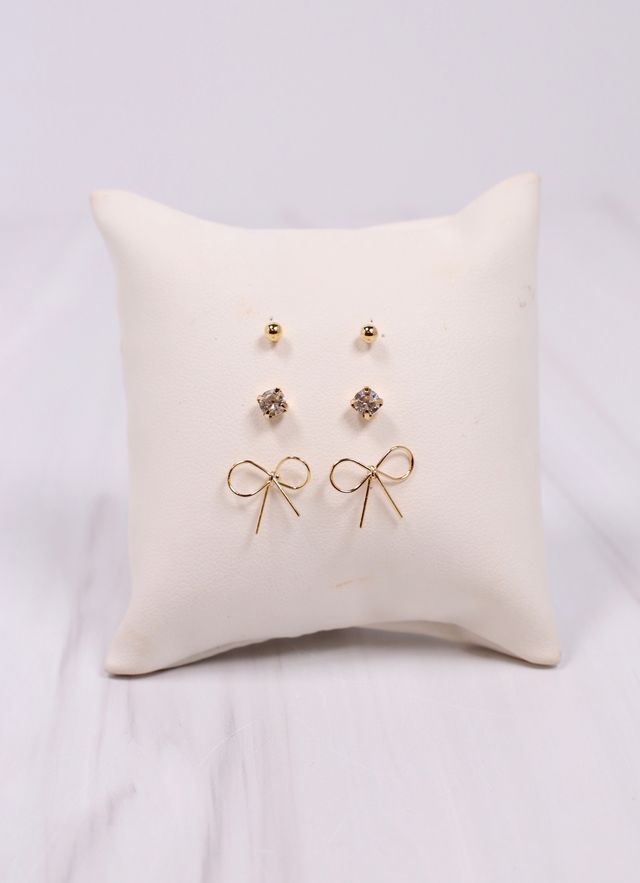 Andree Bow Earring Set GOLD