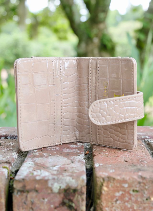 Tate Card Holder Wallet Taupe Patent