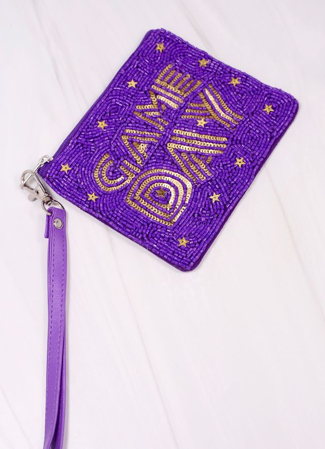 Game Day Star Wristlet PURPLE GOLD