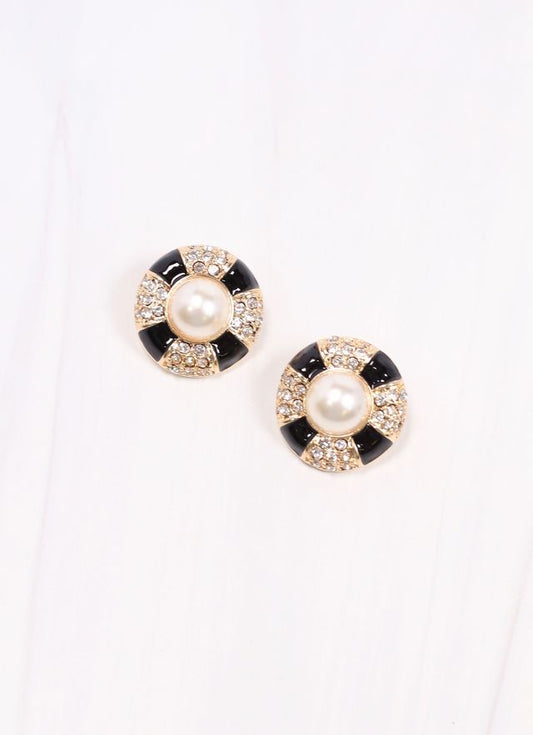 Emma Jane CZ Pearl Earring BLACK