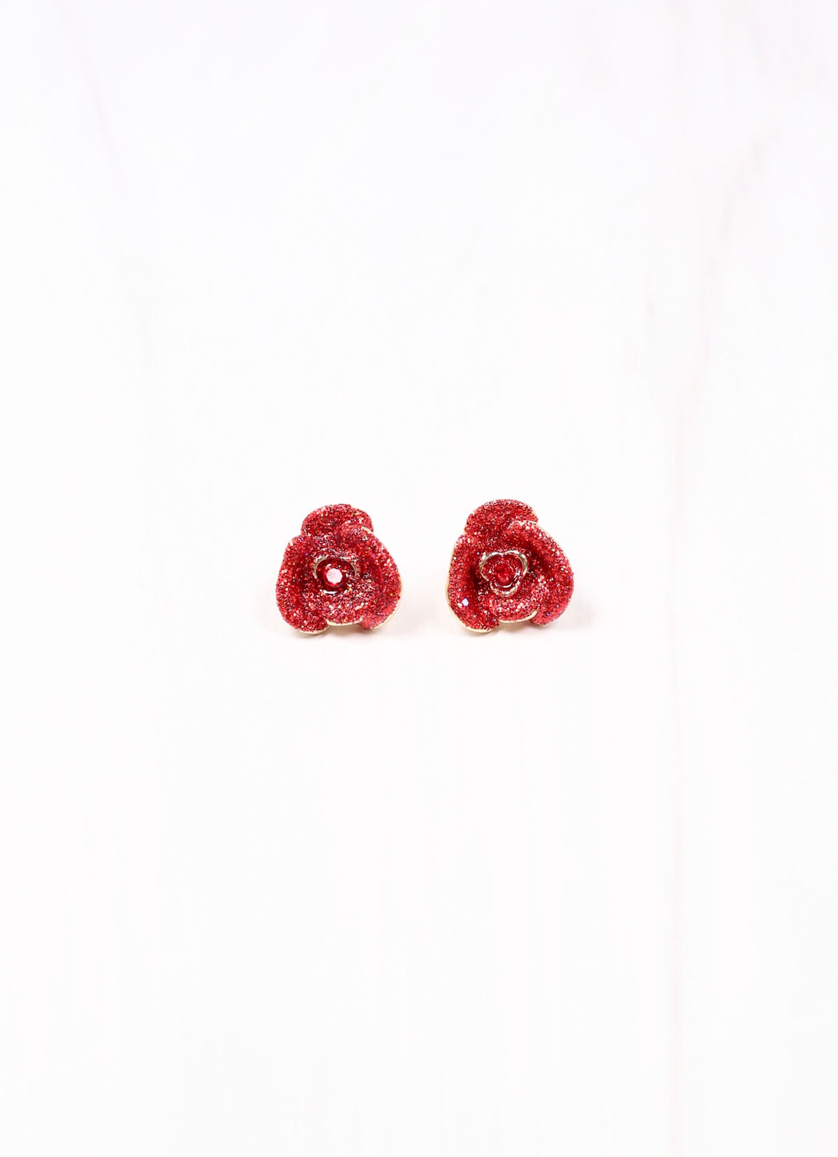 Glitter Rose Earring RED