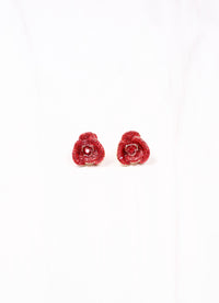 Glitter Rose Earring RED