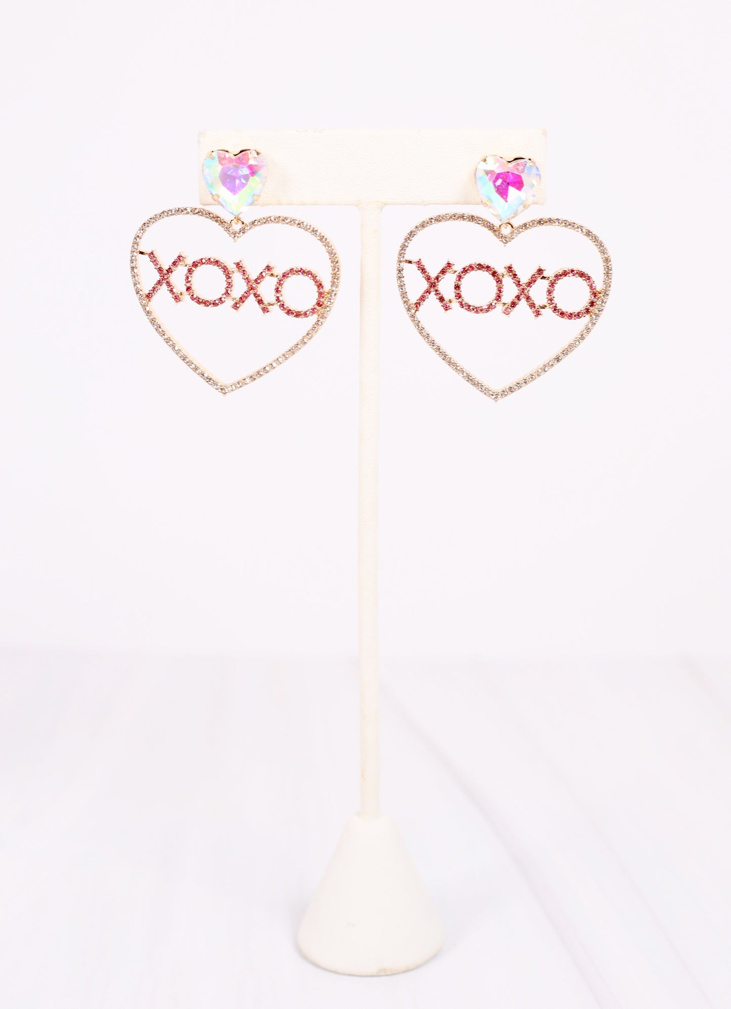 XOXO CZ Heart Earring PINK