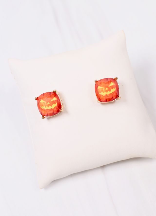 Jack o Lantern Stud Earring ORANGE