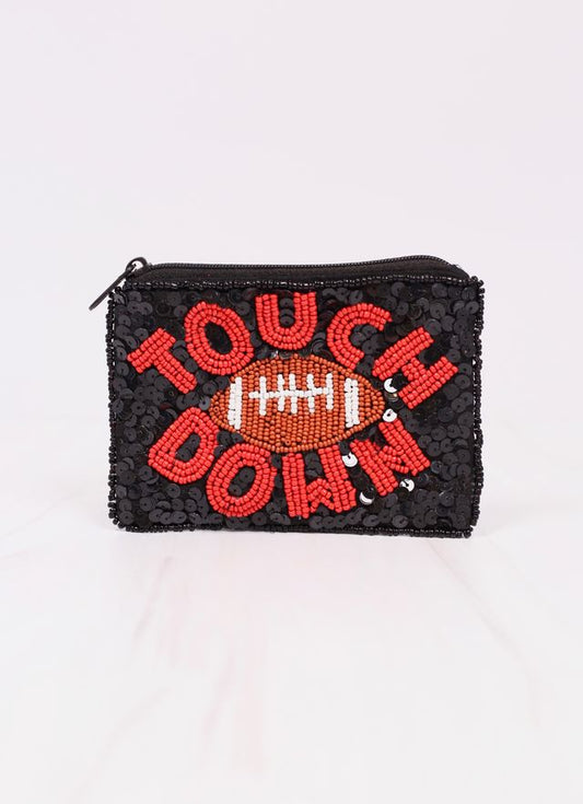 Touch Down Sequin Pouch BLACK RED